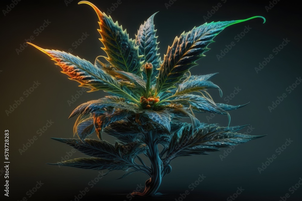 Canvas Prints wallpaper of a flowering cannabis bud, a medical marijuana plant. Generative AI