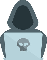 Hacker laptop icon cartoon vector. Computer steal. Online crime