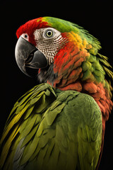 Fototapeta premium Red and green Macaw parrot, Dominica sisserou Generative AI