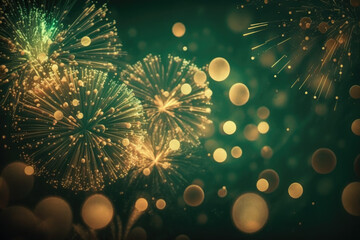 Abstract colored Fireworks at Night on background Generative AI