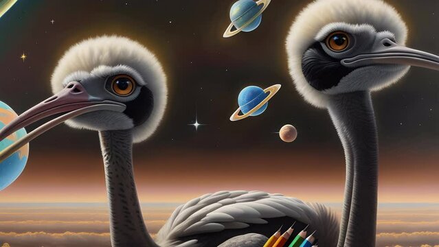 The bird is not an ordinary alien species is transformed with the help of artificial intelligence, technology of our future, artificial intelligence, generation change in time. Generative AI.