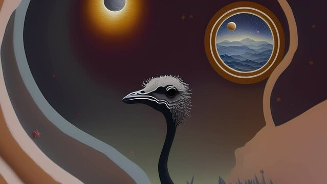 The paper bird is not an ordinary alien species is transformed with the help of artificial intelligence, technology of our future, artificial intelligence, generation change in time. Generative AI.