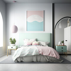 modern bedroom pastel