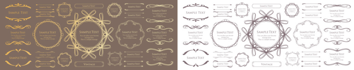 エレガントなフレーム。デザインテンプレート。ゴージャスな額のセット。