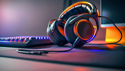 headphones on the table | Generate IA