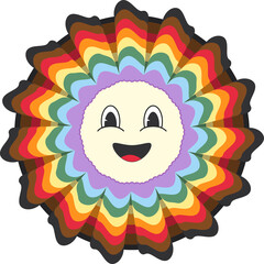 LGBTQ+ symbol Rainbow icon  New design Groovy vector illustration isolated on white background