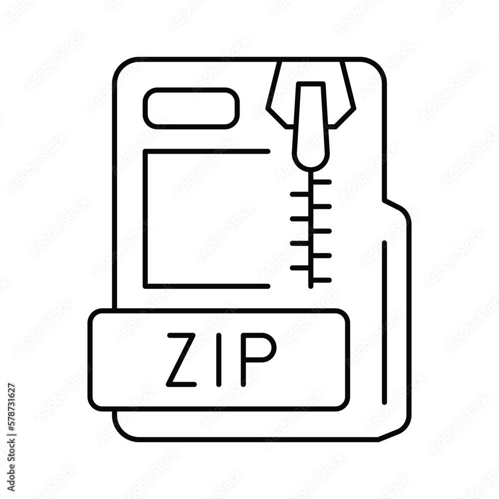 Aufkleber zip file format document line icon vector illustration