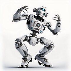 A robot grooving in a colorful abstract render