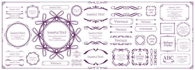 エレガントなフレーム。デザインテンプレート。ゴージャスな額のセット。