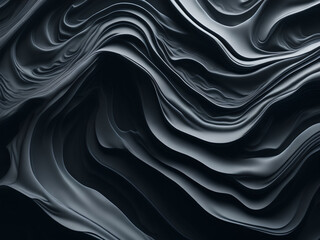 Fototapeta premium 3D Futuristic Elegant Abstract Fluid Black Wave Monochrome Pattern Background Generative AI