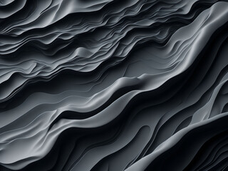 Obraz premium 3D Futuristic Elegant Abstract Fluid Black Wave Monochrome Pattern Background Generative AI