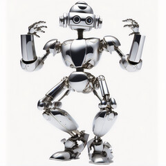 Robot doing a cool dance in a colorful image