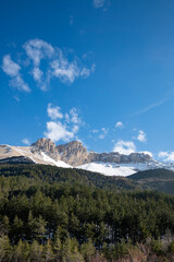 Landscape in winter near Devoluy in France, Hautes Alpes, scenic landscape with copy space