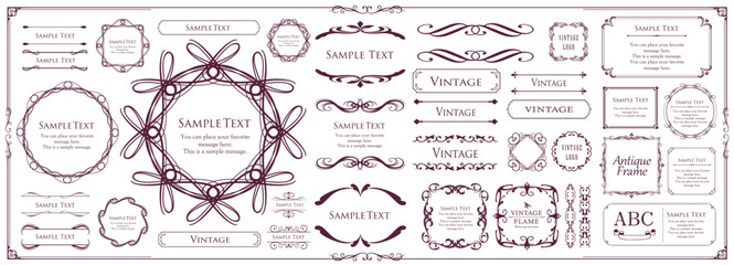 エレガントなフレーム。デザインテンプレート。ゴージャスな額のセット。