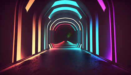 modern neon light tunnel abstract background