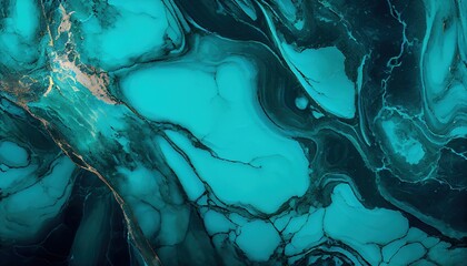 Teal gold marble abstrack background with gold vains and cracks