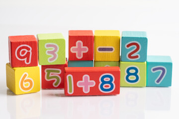 Math number colorful on white background, education study mathematics learning teach concept.