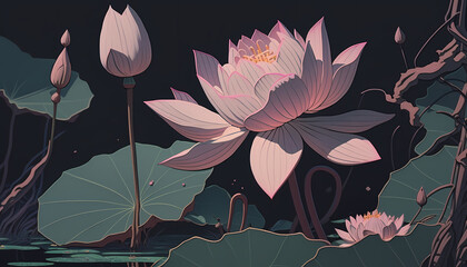 Lotus flower wallpaper - generated by ai - 1920x1080 px
