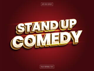 Stand Up Comedy Text Effect Editable Template with Red, White and Yellow Color.