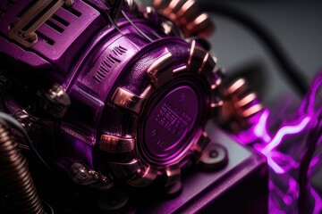 Fototapeta na wymiar Purple abstract gear background, generative ai