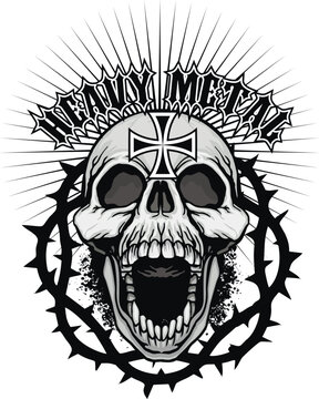 skull and sign of the horns, grunge vintage design t shirts
