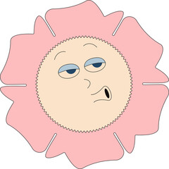Funny retro flower. Groovy flower head illustrations. 
