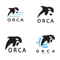 Simple orca whale animal illustration logo creative design, killer whale, underwater animal. Logo for business, identity and branding,badge,conservation,ecology concept,sea animal protection,vector