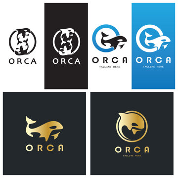 Simple orca whale animal illustration logo creative design, killer whale, underwater animal. Logo for business, identity and branding,badge,conservation,ecology concept,sea animal protection,vector