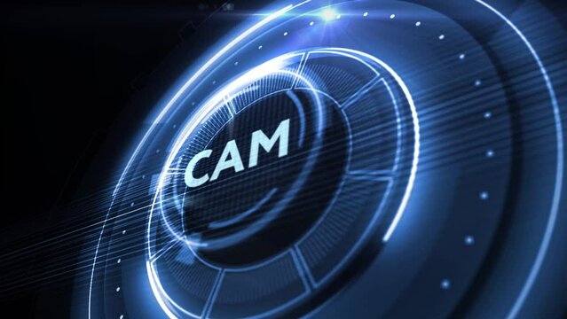 CAM Computer-aided manufacturing industrial technology automation concept.
