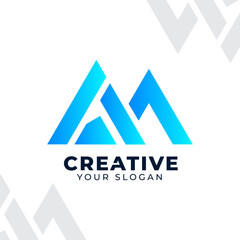  simple elegant abstract logo. Gradient Blue for the business card. For your business. Vector sign.	