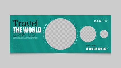 Travel Facebook Cover Facebook cover Design In Vector Illustrator  
Template for ads Travel social media Facebook cover, web banner Travel social media Banner Design.