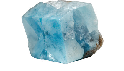 Obraz premium Blue crystal mineral isolated on transparent and white background. Generative AI