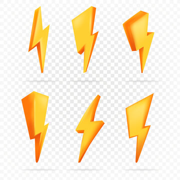 3d Thunder and bolt lighting flash set for speed or flash sale discount promotion element