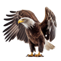 American bald eagle wings isolated on transparent and white background. Generative AI