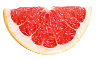 Slice of grapefruit citrus fruit isolated on transparent background
