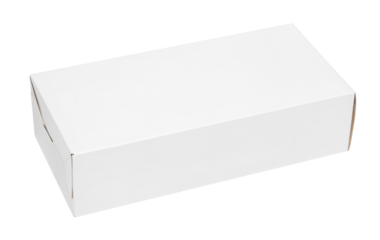 Blank white cardboard box isolated on transparent background