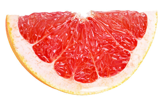 Slice of grapefruit citrus fruit isolated on transparent background
