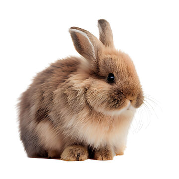 Cute rabbit isolated on transparent background. Generative AI