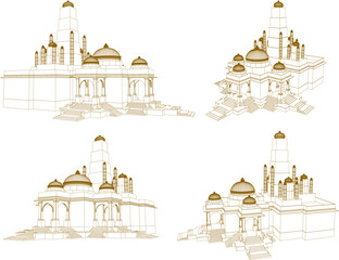 Obraz premium Vector sketch illustration of classic gold temple building to pray to god