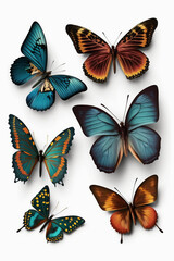Fototapeta na wymiar butterflies on a white background