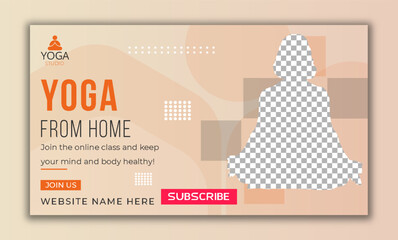 Yoga from home online class promotional video thumbnail design