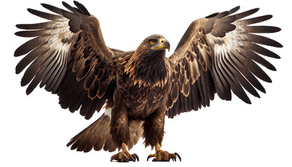 Fototapeta premium Eagle spread his wings isolated on transparent background. Generative AI