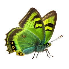 Green butterfly isolated on white background. Generative AI