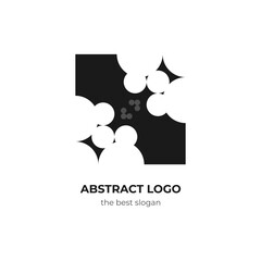 Broken leaf square logo icon  vector illustration in black grayscale trendy modern design style. Editable graphic resources for many purposes.