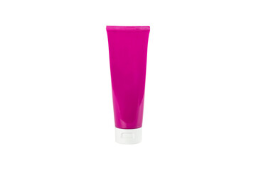 Blank label facial cleanser skincare pink tube bottle with white lid