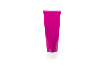 Blank label facial cleanser skincare pink tube bottle with white lid