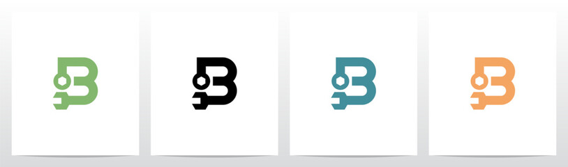 Wrench Tool Letter Logo Design B
