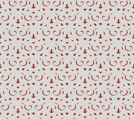 Abstract arabesque seamless pattern with flourish asian motif. Linear floral ornamental texture.  Artistic geometric line backdrop in arab orient style