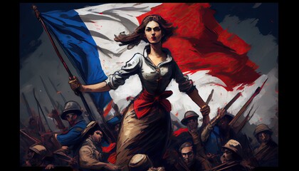 French revolution, a woman leading the mob, generative ai