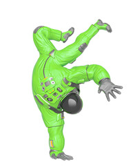 astronaut cartoon is doing a hip hop move dance